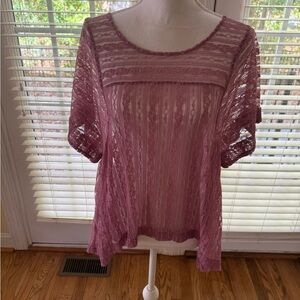 Free People Lace Blouse in Dusty Rose
